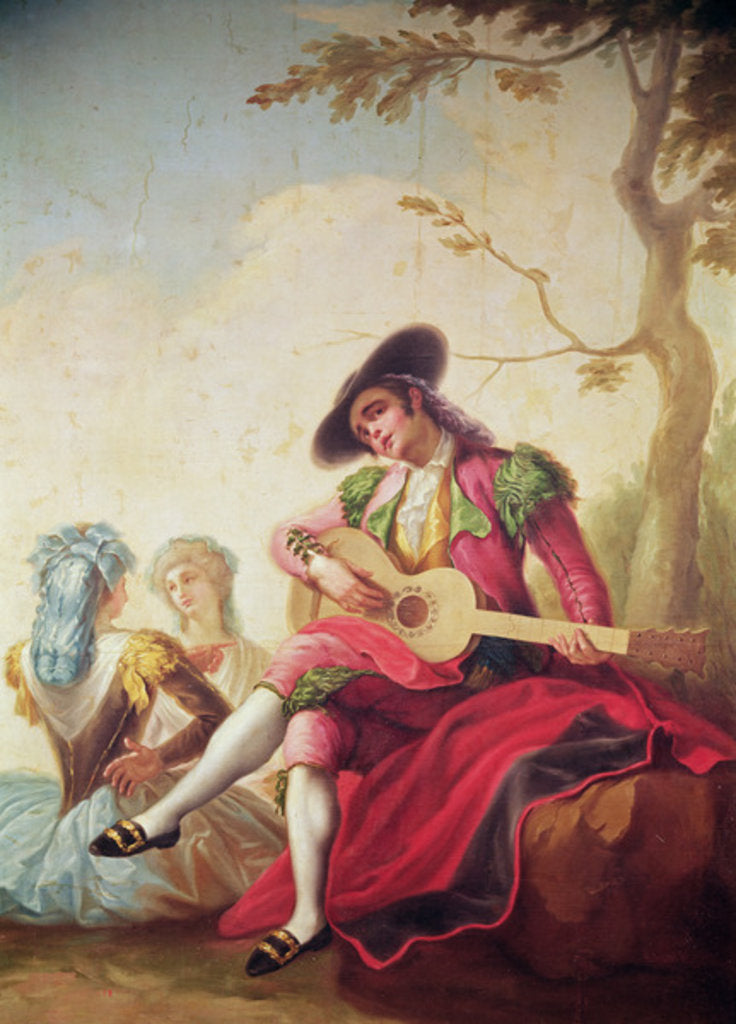 Detail of The Elegant Man Playing Guitar by Ramon Bayeu y Subias