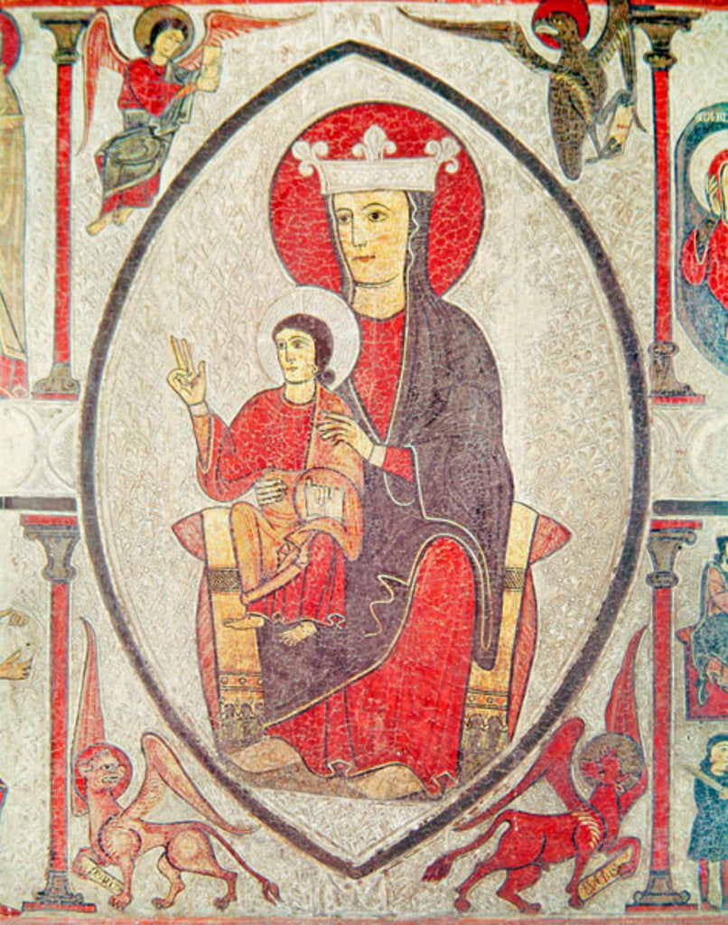 Detail of Madonna and Child, central panel of the Altar Frontal from the Church of Santa Maria de Cardet, Vall de Boi, Spain, 1150-1200 by Ribagorça Workshop Johannes Pintor