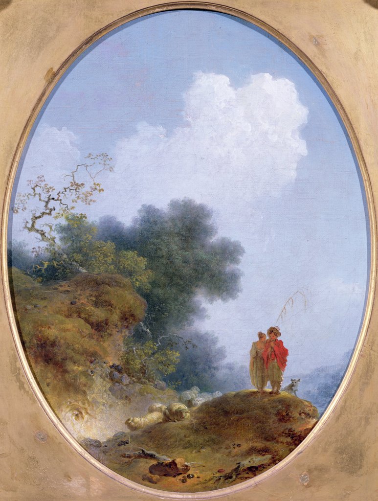Detail of A Shepherd Playing the Flute Whilst a Peasant Girl Listens, 1765 by Jean-Honore Fragonard