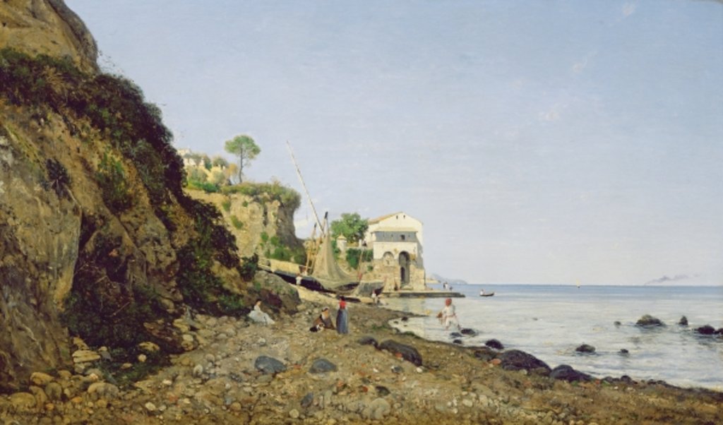 Detail of Seascape at Sorrento, 1859 by Henri-Joseph Harpignies
