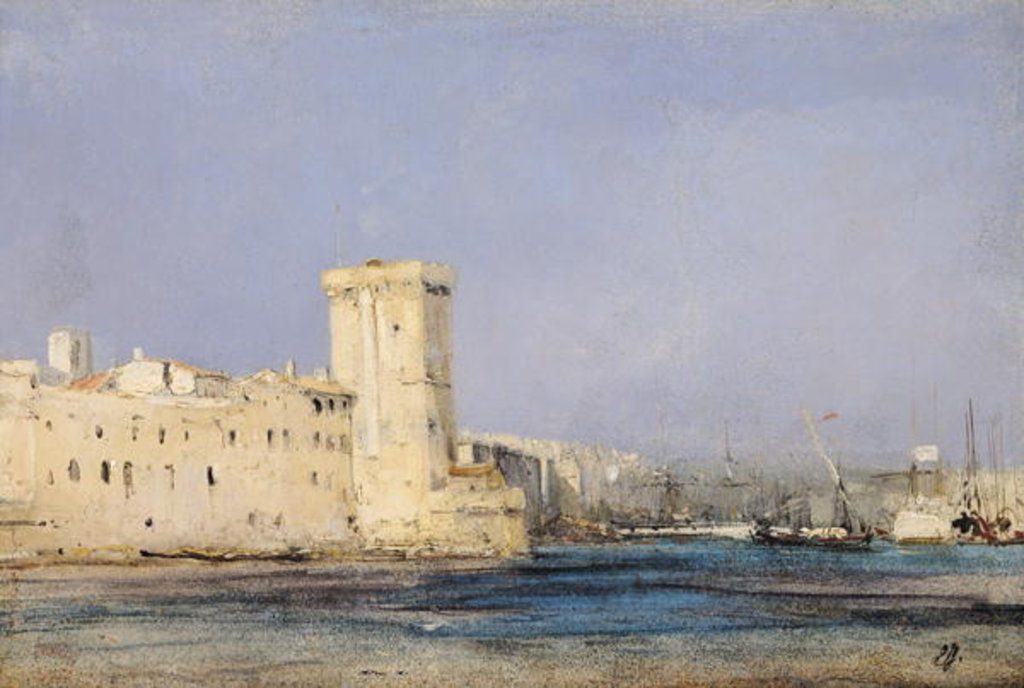 Detail of Marine Fortress, 19th century by Louis Eugene Gabriel Isabey
