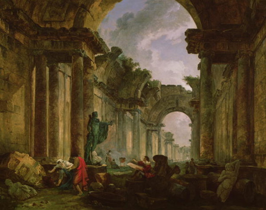 Detail of Imaginary View of the Grand Gallery of the Louvre in Ruins, 1796 by Hubert Robert