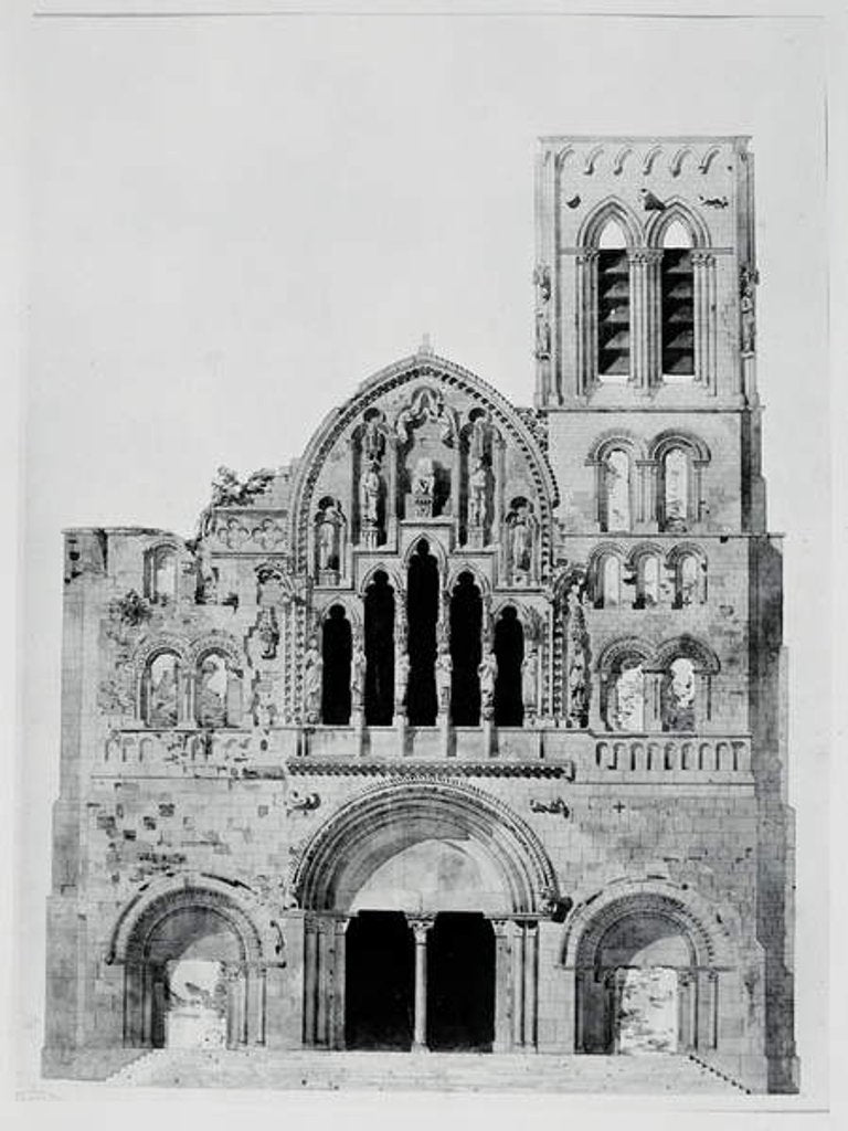 Detail of The Facade of La Madeleine de Vezelay by Eugene Emmanuel Viollet-le-Duc