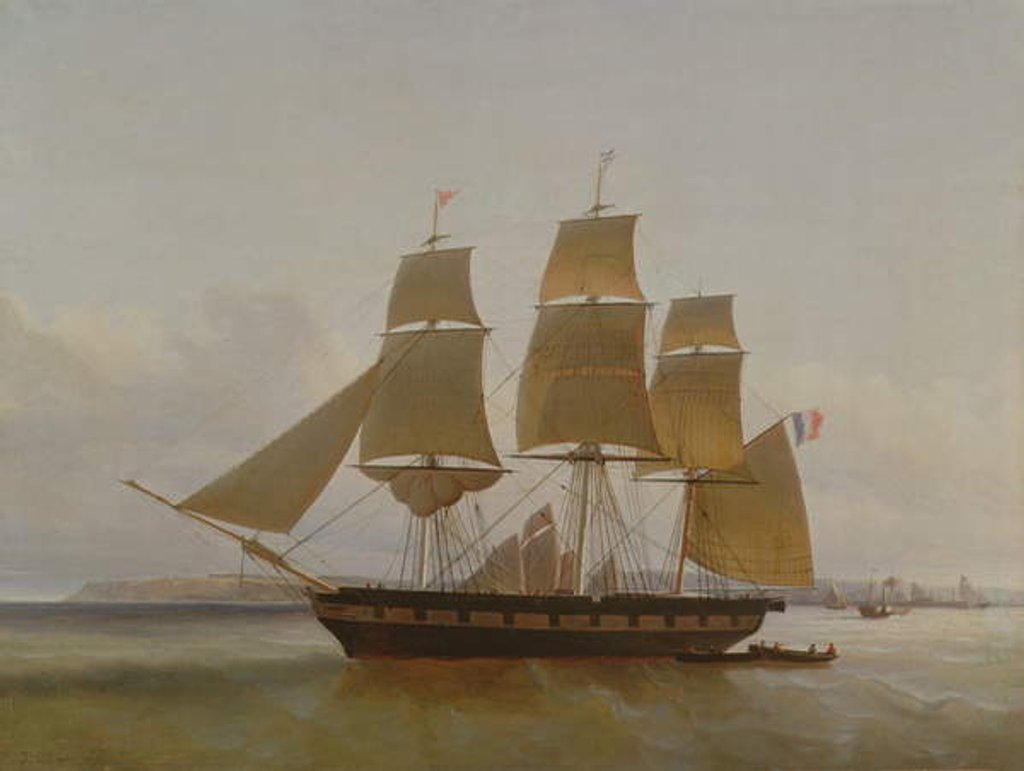 Detail of Three Masted Boat, in the Port of Le Havre, 1846 by Jean Dominique Drouin