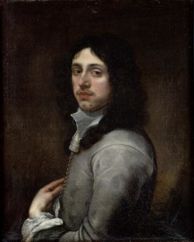 Detail of Portrait of a Young Man Dressed in Grey by Bartolome Esteban (attr. to) Murillo