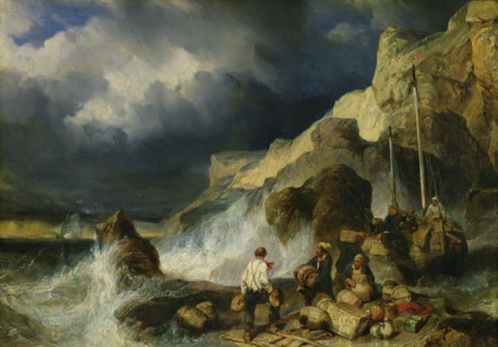 Detail of The Onslaught of the Smugglers, c.1837 by Louis Eugene Gabriel Isabey