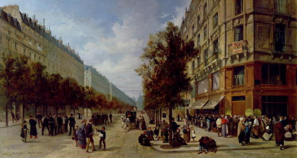 Detail of Siege of Paris. Queueing at the Door of a Grocery, 1870 by Jacques Guiaud