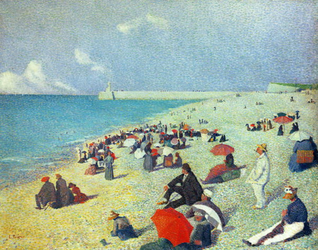 Detail of On The Beach, 19th century by Leon Pourtau