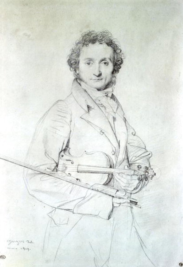 Detail of Portrait of Niccolo Paganini 1819 by Jean Auguste Dominique Ingres