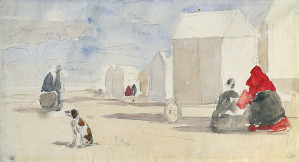 Detail of By the Bathing Machines, 1866 by Eugene Louis Boudin