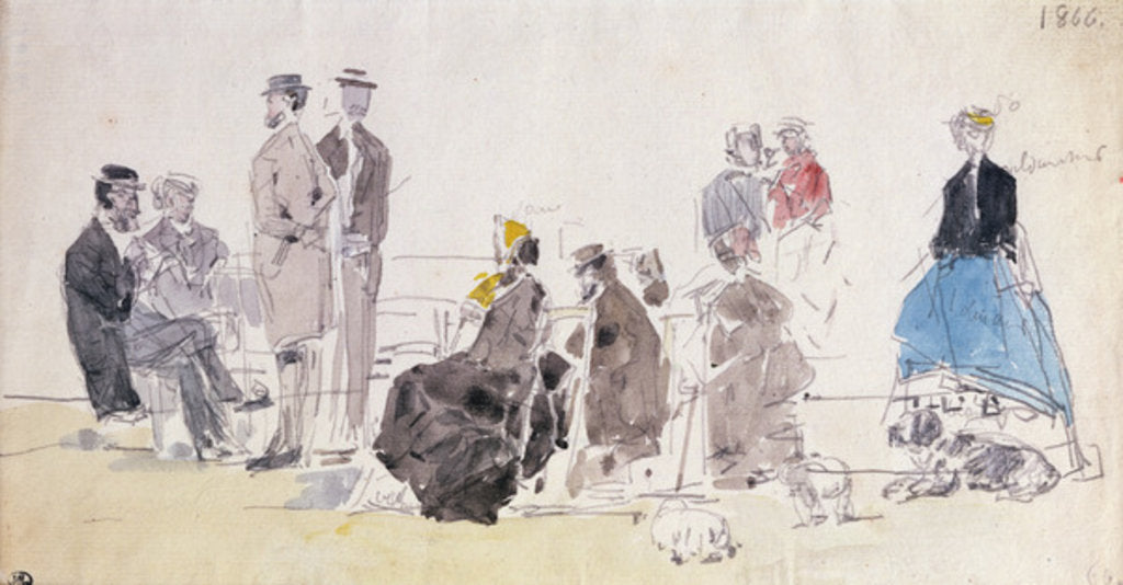 Detail of On the Beach, 1866 by Eugene Louis Boudin