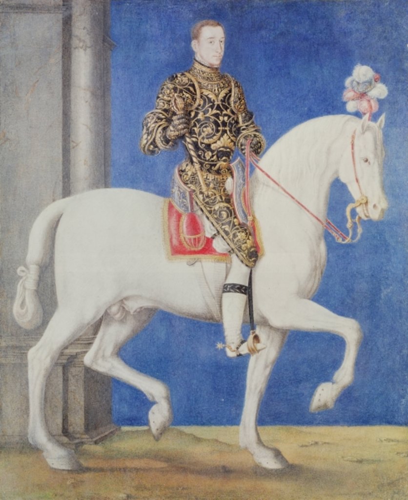 Detail of Equestrian Portrait Presumed to be Dauphin Henri II c.1543 by Francois Clouet