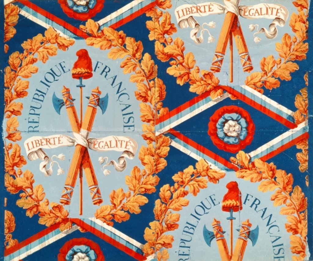 Detail of Wallpaper with French Revolutionary Symbols, 30th June 1793 by French School