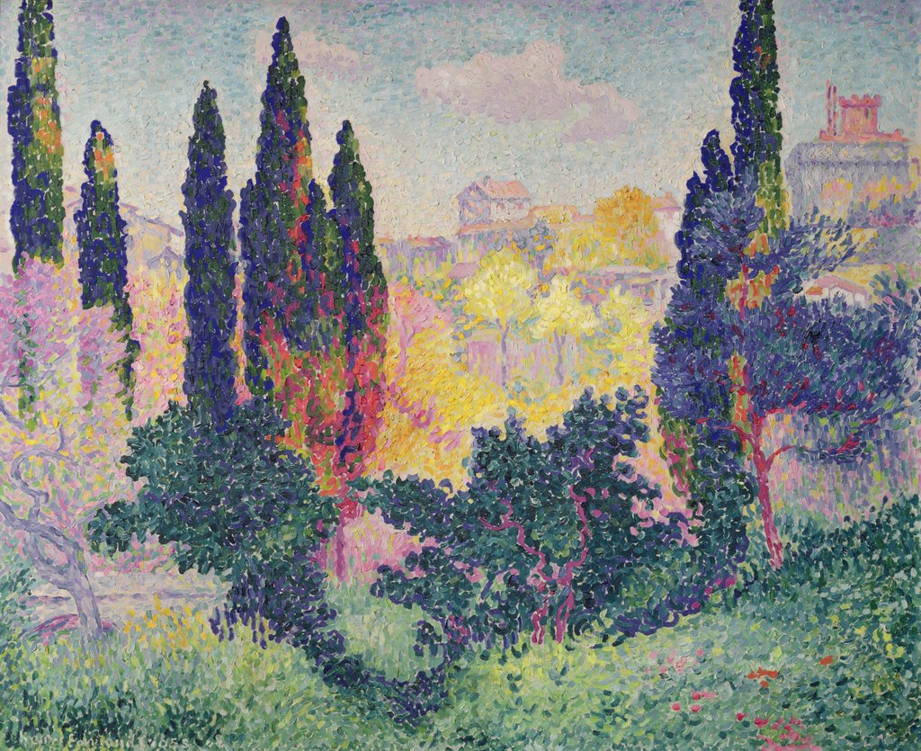 Detail of The Cypresses at Cagnes, 1908 by Henri-Edmond Cross