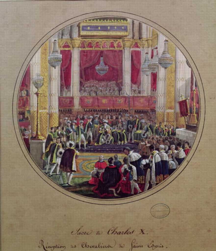Detail of King Charles X receiving the Knights of the Saint Esprit at Reims Cathedral on the 30th May, 1825 by Jean-Charles Develly
