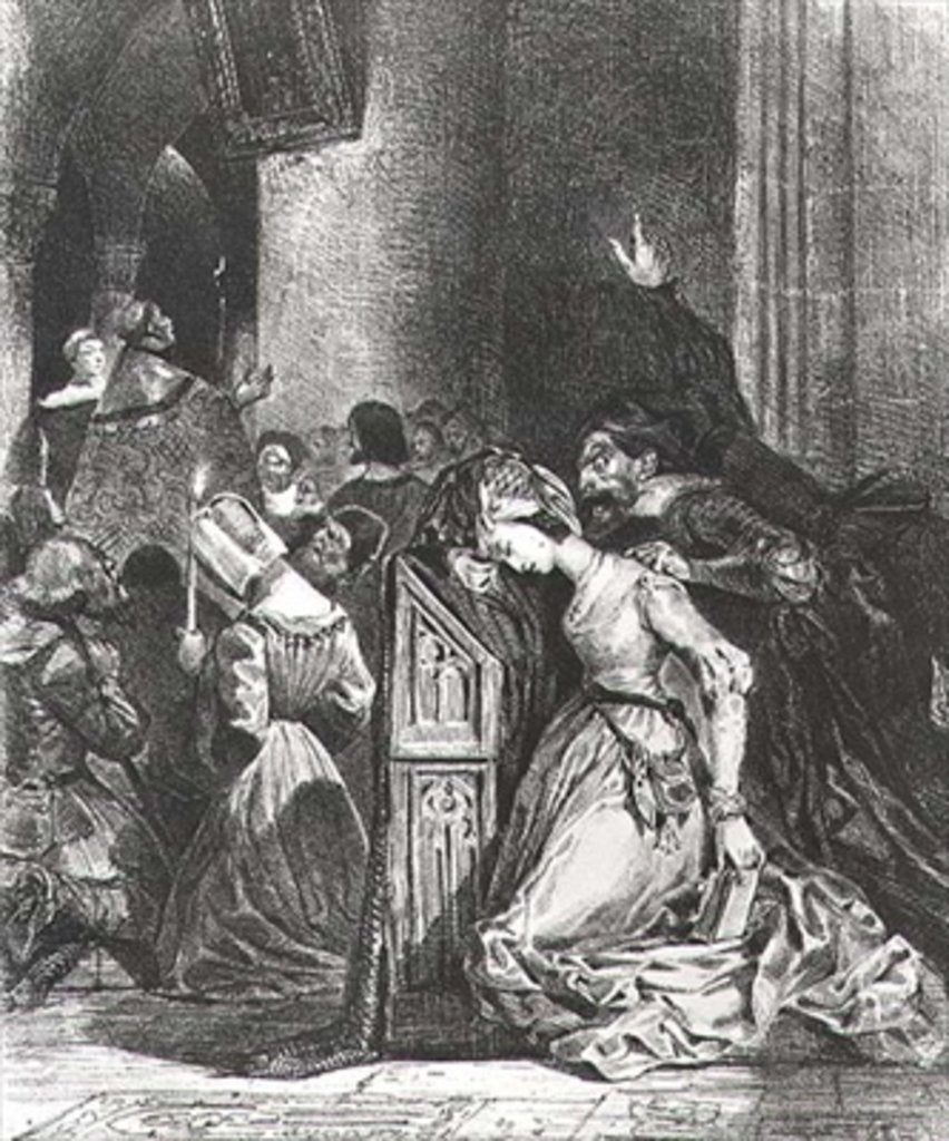 Detail of Marguerite in the Church with the Evil Spirits: illustration from 'Faust' by Goethe, 1828 by Ferdinand Victor Eugene Delacroix