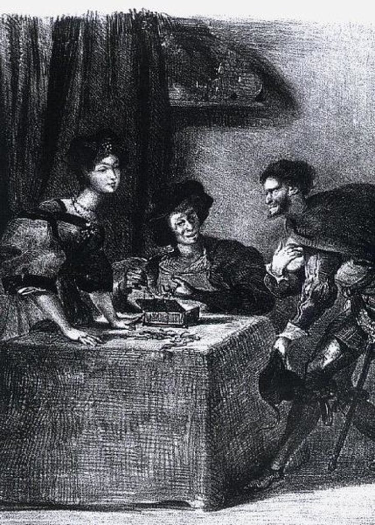 Detail of Mephistopheles, Martha and Marguerite by Ferdinand Victor Eugene Delacroix