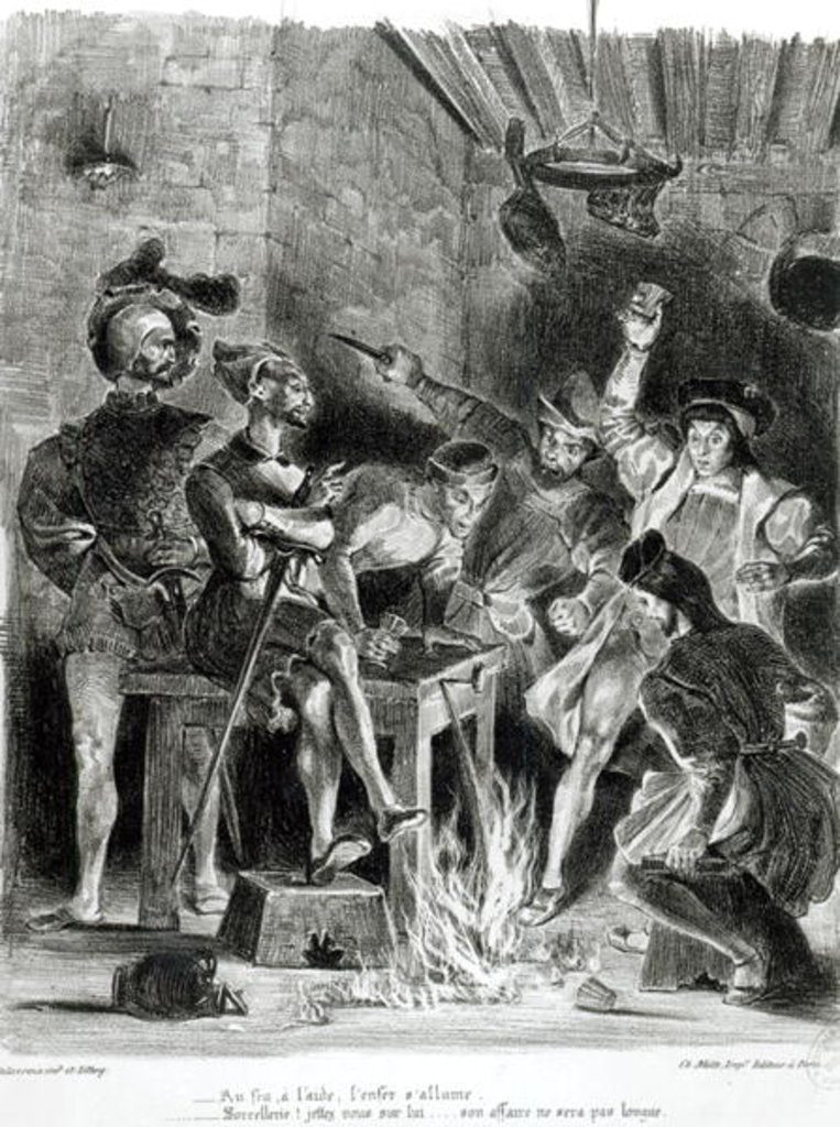 Detail of Mephistopheles and the Drinking Companions, from Goethe's Faust, 1828, by Ferdinand Victor Eugene Delacroix