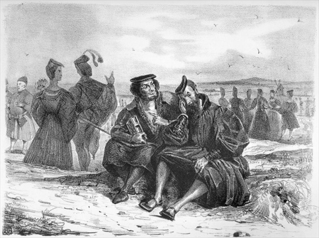 Detail of Faust and Wagner in conversation by Ferdinand Victor Eugene Delacroix