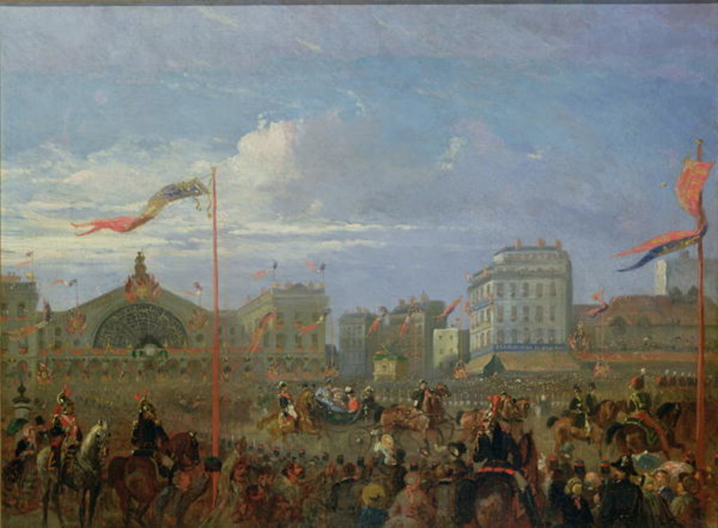 Detail of Queen Victoria Arriving at the Gare de l'Est, 18th August 1855 by French School