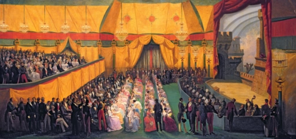 Detail of Production of `Richard the Lionheart' by Andre Ernest Modeste Gretry for Queen Victoria, at Chateau d'Eu, September 1845 by Nicolas & Dauzats A. Gosse
