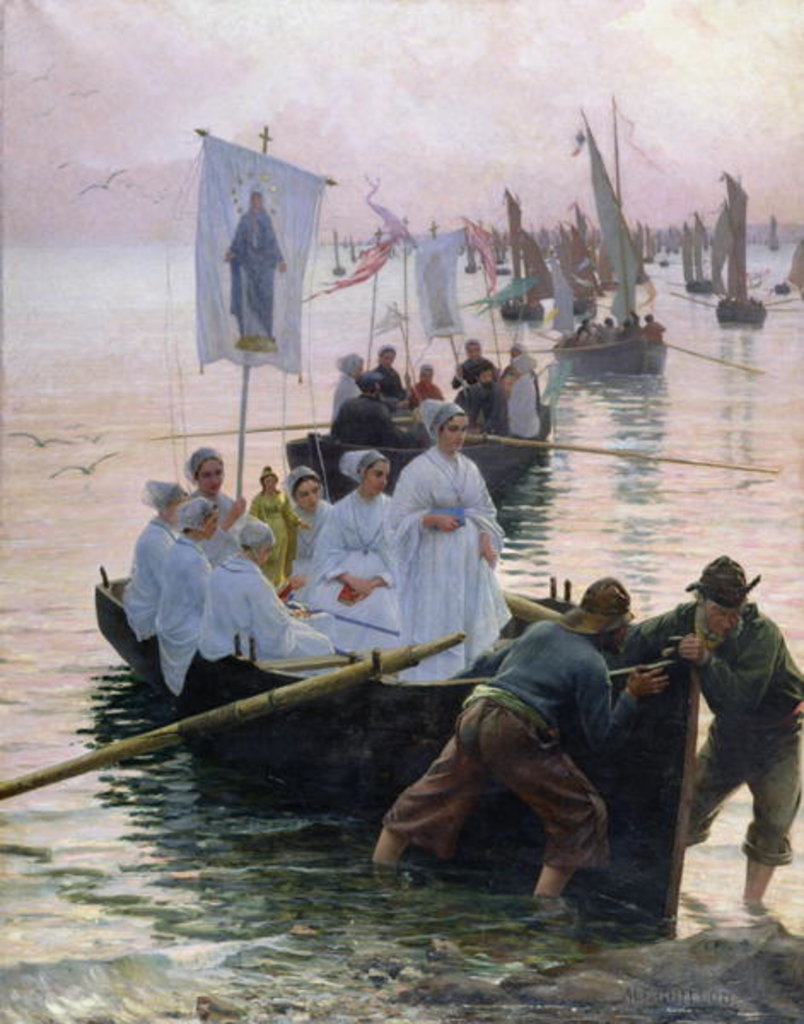 Detail of The Arrival of the Procession of St. Anne from Fouesnant to Concarneau, 1887 by Alfred Guillou