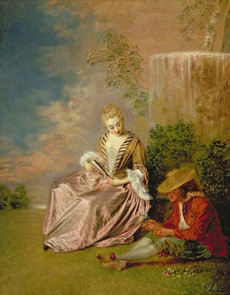 Detail of The Shy Lover, 1718 by Jean Antoine Watteau