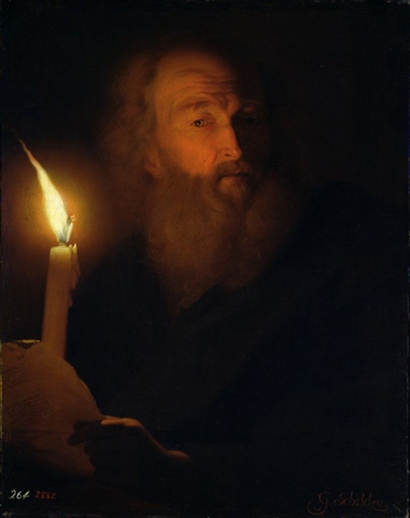 Detail of Man with a Candle by Godfried Schalken or Schalcken