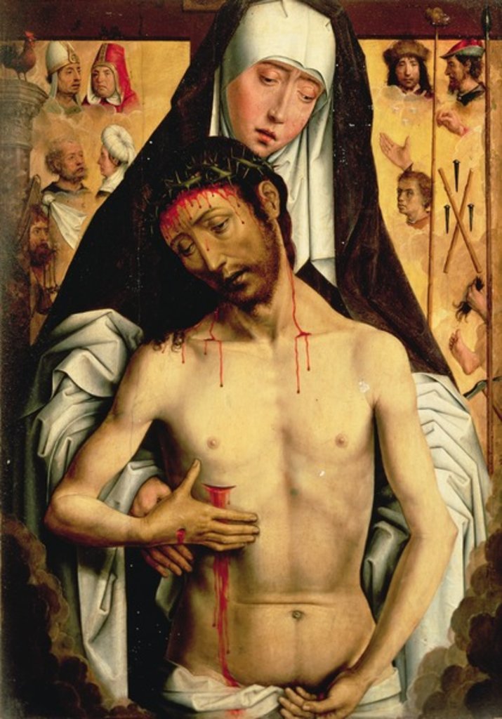 Detail of The Man of Sorrows in the Arms of the Virgin by Hans Memling
