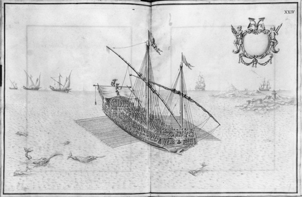 Detail of uilding, equipping and launching of a galle by French School