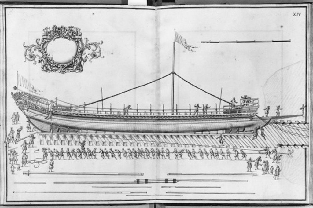 Detail of uilding, equipping and launching of a galle by French School