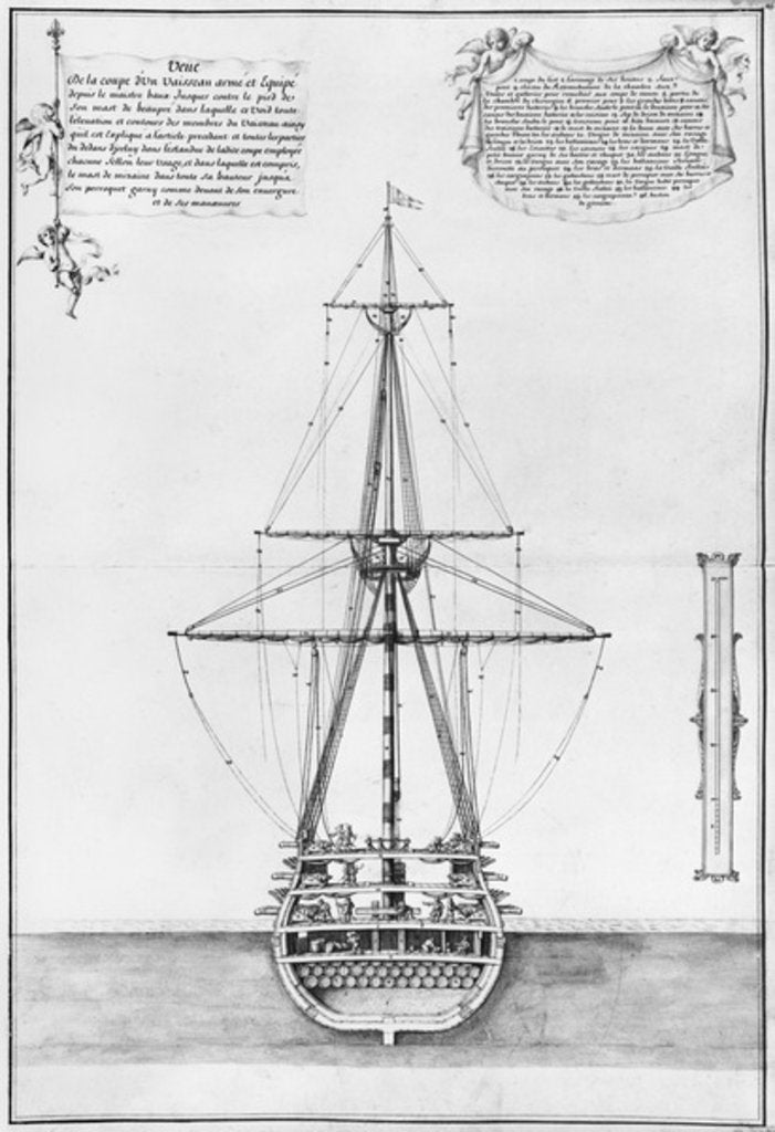 Detail of Cross-section of an armed and equipped vessel by French School