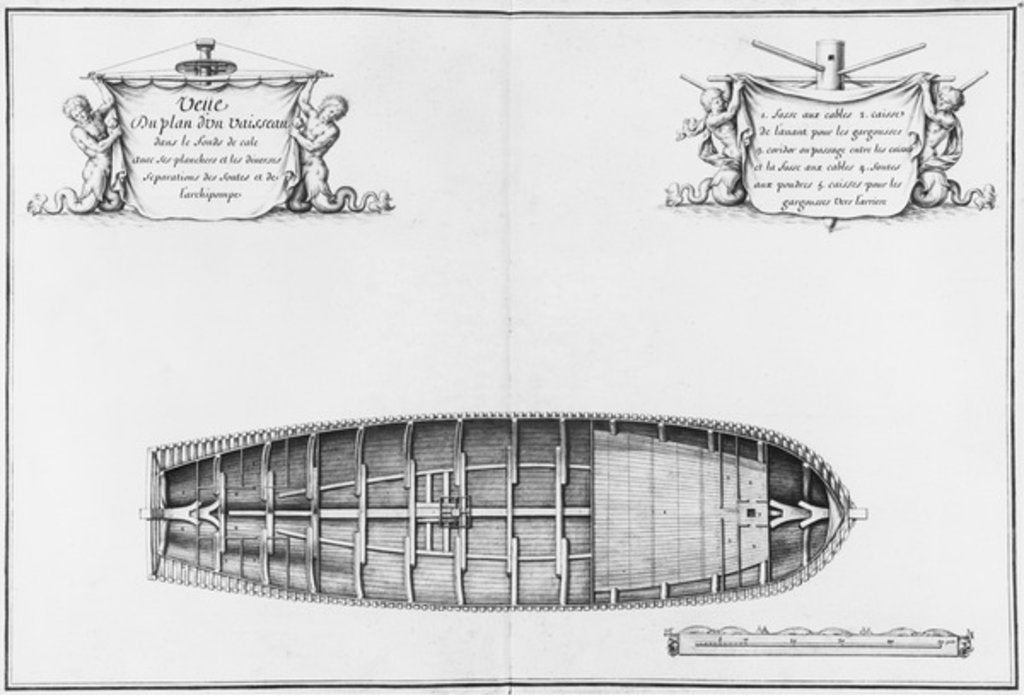 Detail of Plan of the hold of a vessel by French School