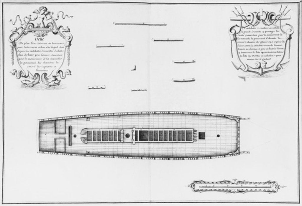 Detail of lan of a vessel with an entirely completed third deck by French School