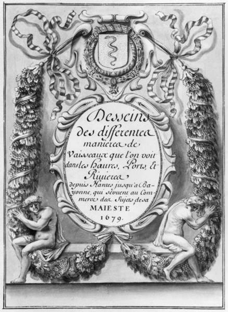 Detail of Frontispiece to 'Desseins of different ways of ships... from Nantes to Bayonne... ', 1679 by French School