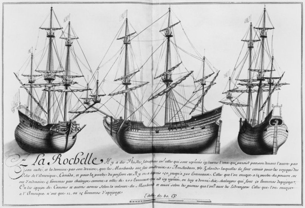 Detail of Dutch store ships, La Rochelle by French School