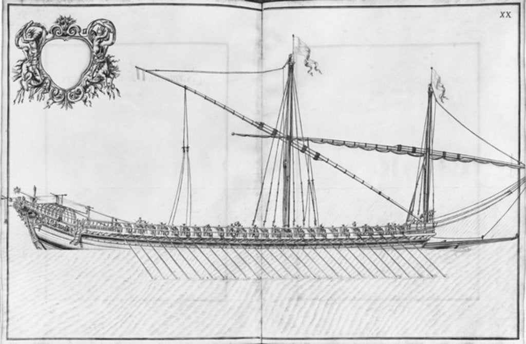 Detail of uilding, equipping and launching of a galle by French School