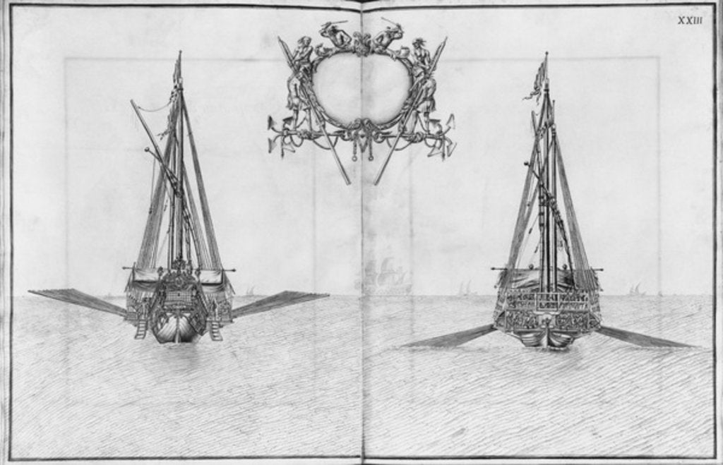 Detail of uilding, equipping and launching of a galle by French School