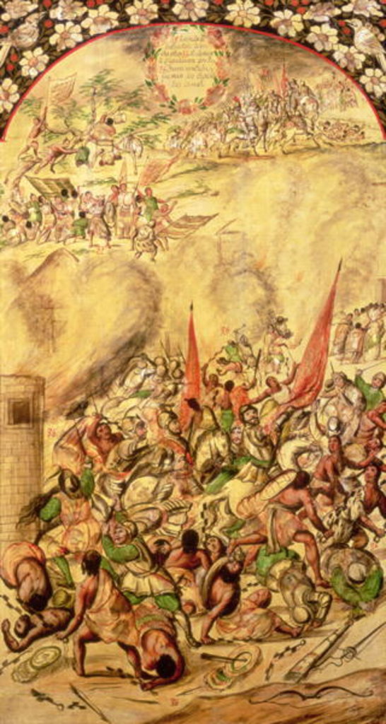 Detail of Conquest of Mexico: the Spaniards retreating, 1st July 1520, 1698 by Miguel and Juan Gonzalez