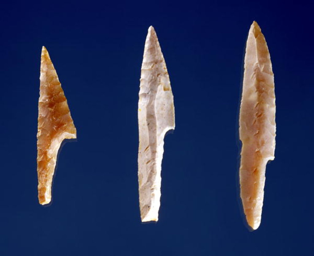 Detail of Three serrated points by Prehistoric Prehistoric
