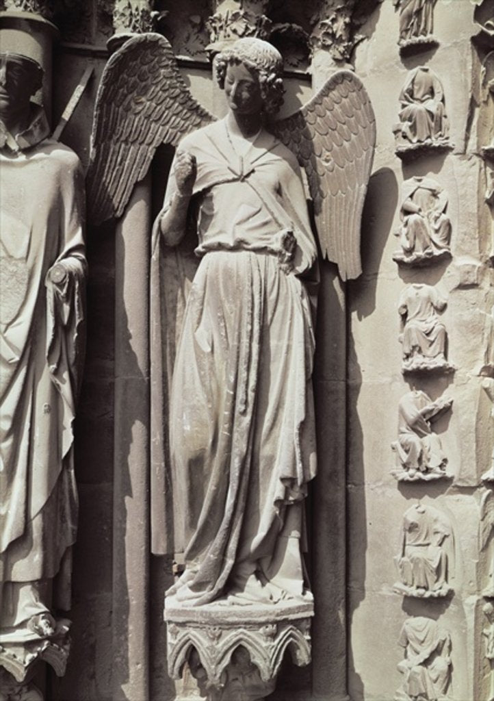Detail of The Angel with a Smile, jamb figure from the west portal by French School