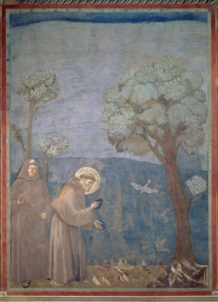 Detail of St. Francis preaching to the birds, 1297-99 by Giotto
