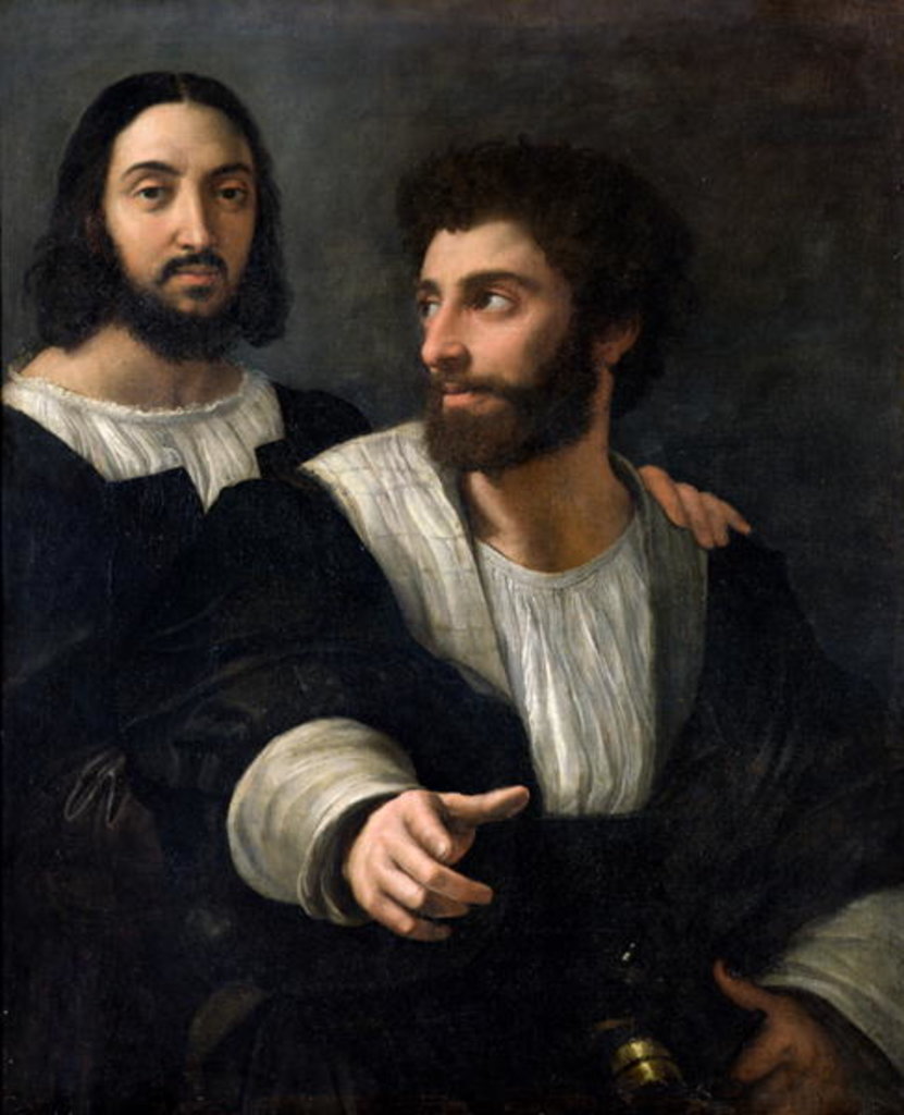 Detail of Self Portrait with a Friend by Raphael