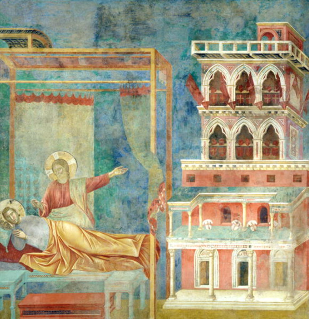 Detail of St. Francis Dreams of a Palace full of Weapons, 1297-99 by Giotto