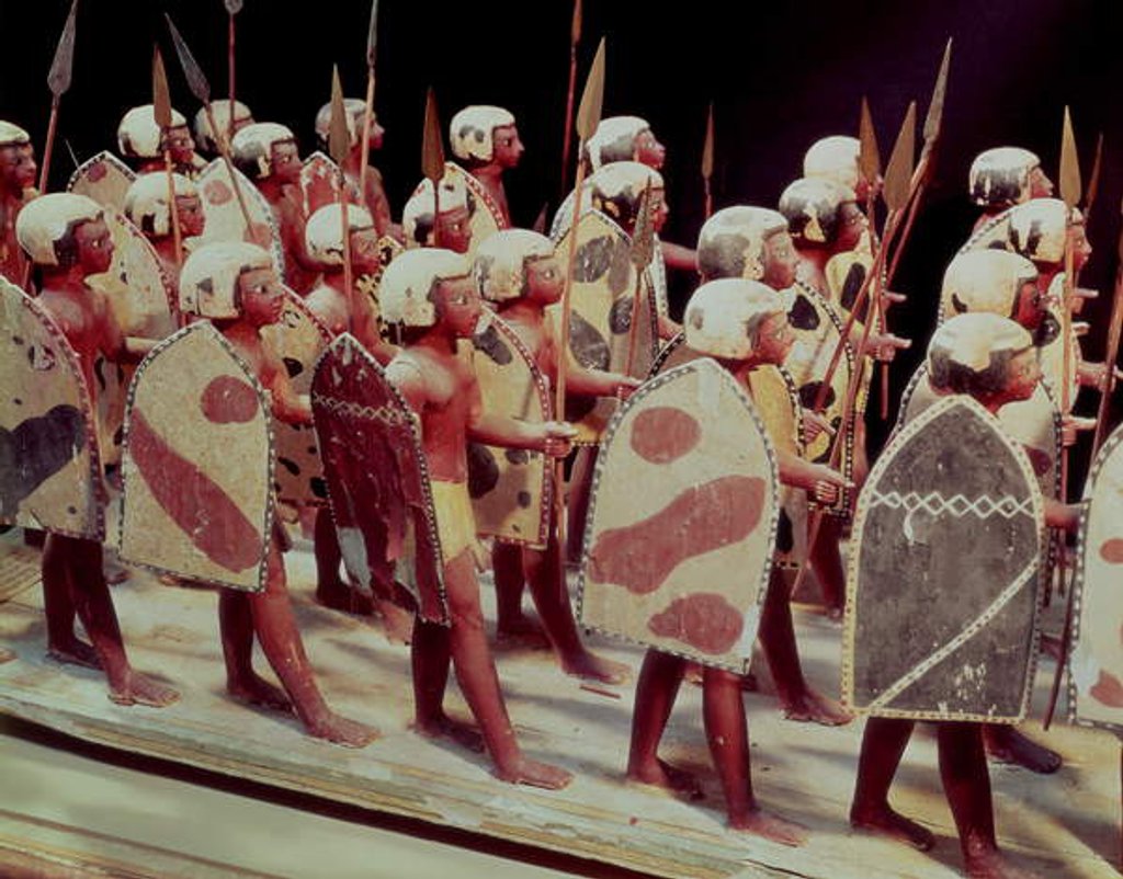 Detail of Funerary model of marching armed soldiers by Egyptian 11th Dynasty