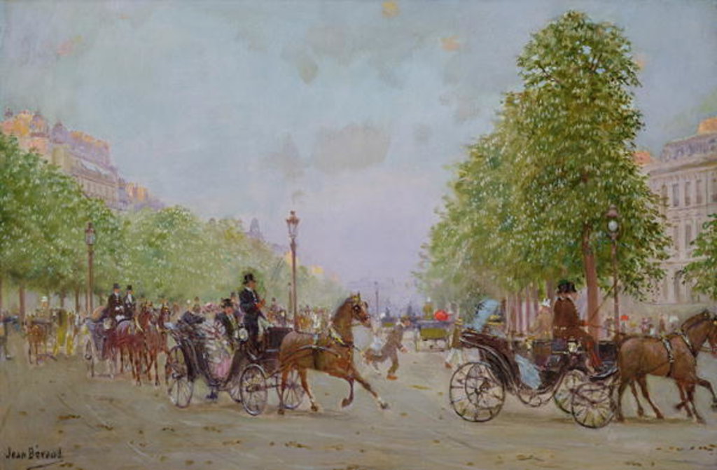 Detail of The Promenade on the Champs-Elysees by Jean Beraud
