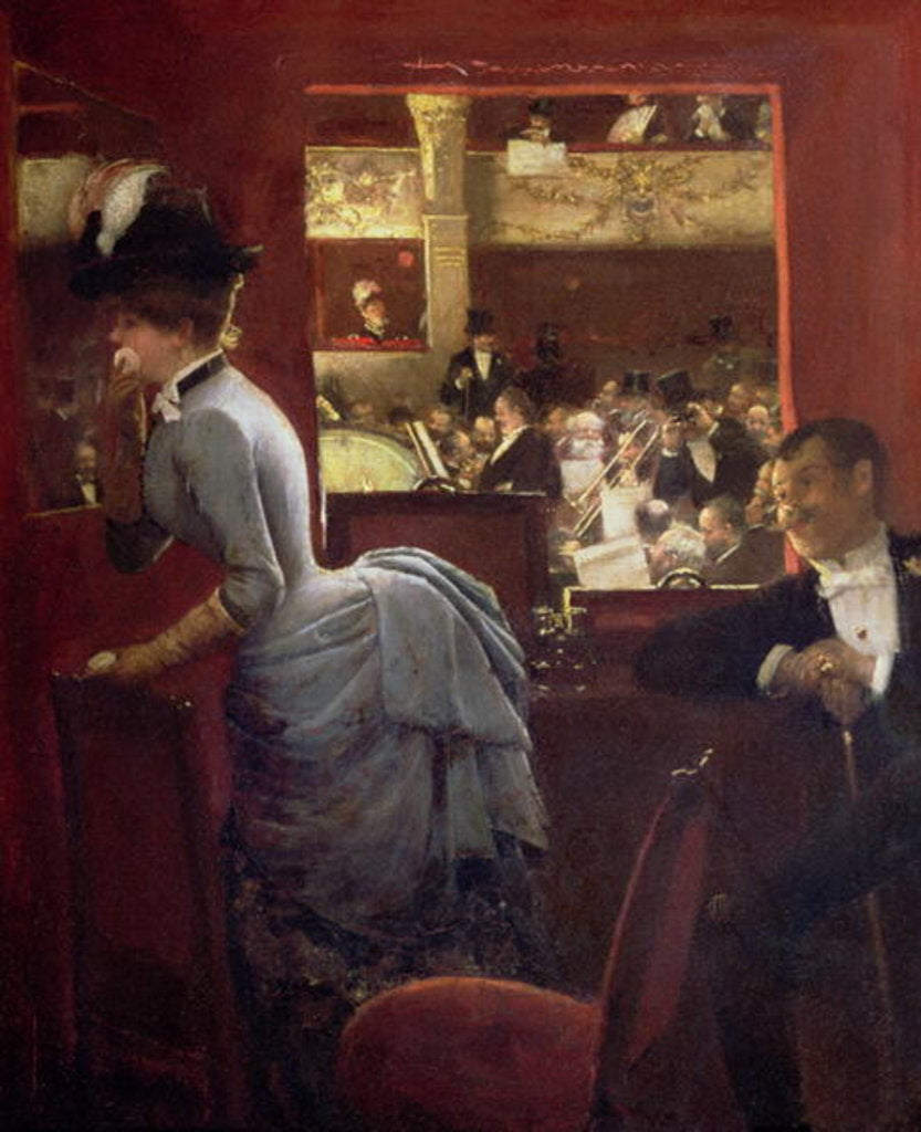 Detail of The Box by the Stalls, c.1883 by Jean Beraud