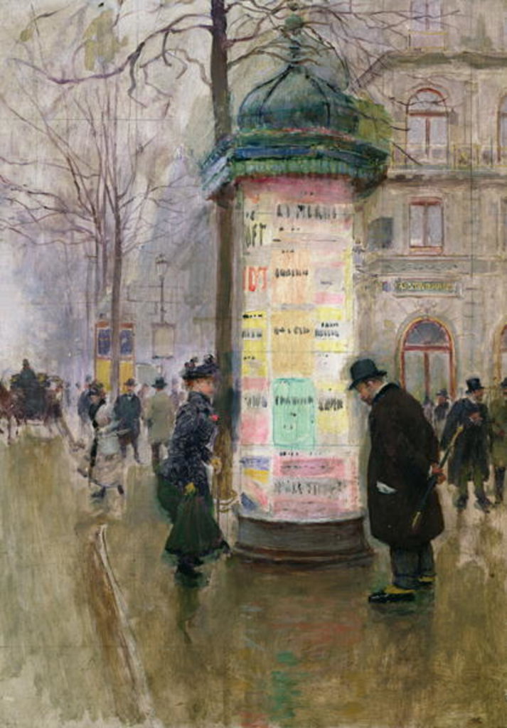 Detail of The Colonne Morris, c.1885 by Jean Beraud