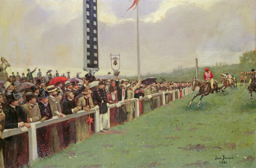 Detail of Horse racing at Longchamp or the Course at Longchamp, 1886 by Jean Beraud