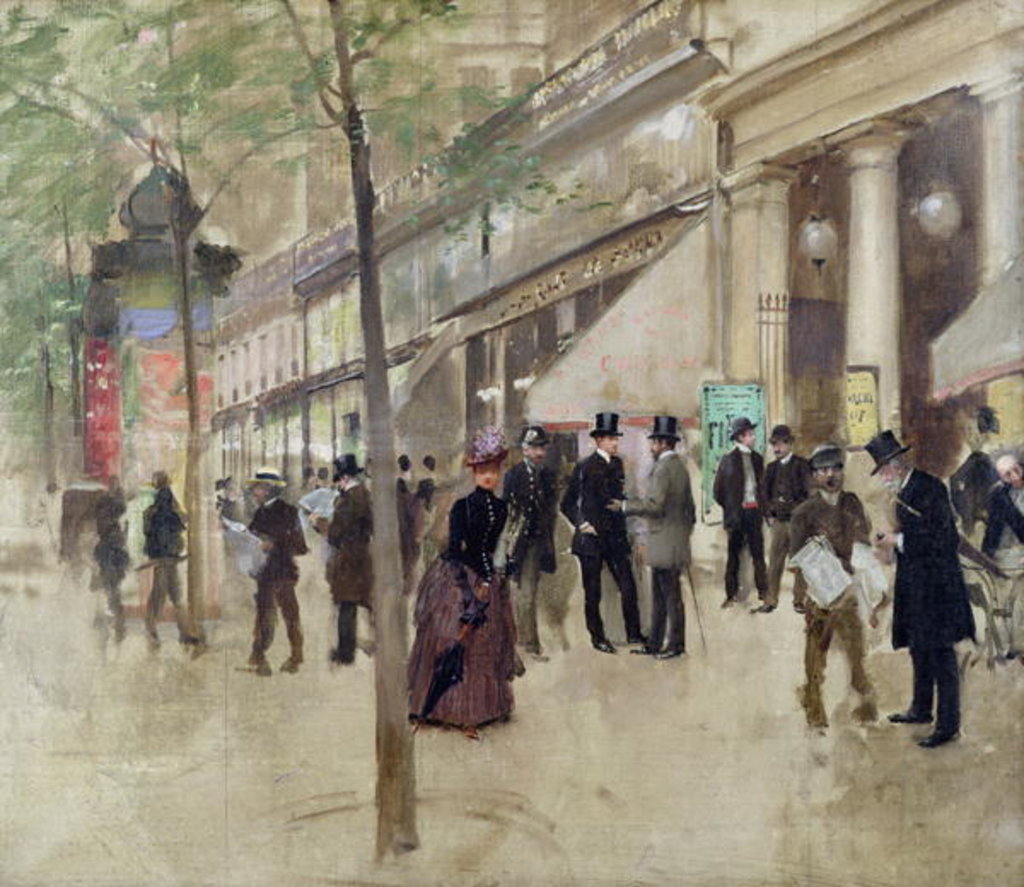 Detail of The Boulevard Montmartre and the Theatre des Varietes, c.1886 by Jean Beraud